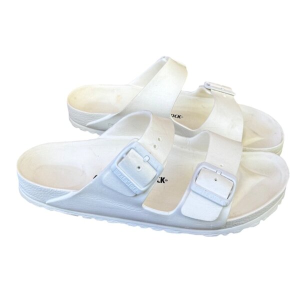 Birkenstock Arizona EVA Sandals Sz EU 40 US L 9 M 7 White Double Strap Narrow - Picture 3 of 12